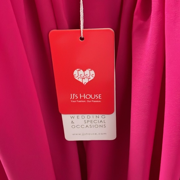 JJ’s House Brand New Fuchsia Sheer Top A Line Chiffon Dress! Prom, Hoco - Picture 9 of 13